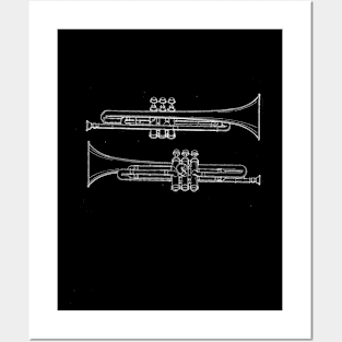 Trumpet Vintage Patent Drawing Posters and Art